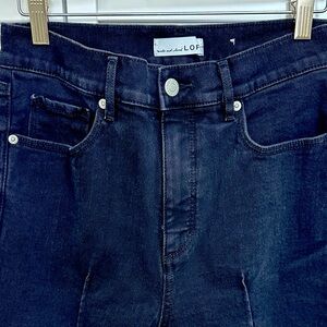 LOFT Pintucked Fresh Cut High Rise Slim Flare Jeans in Washed Black